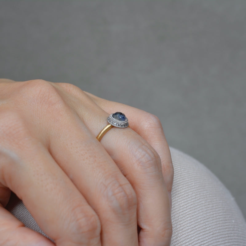 swirl sapphire diamond ring