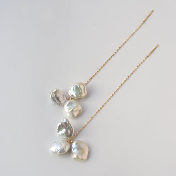 petal pearl chain earrings S3