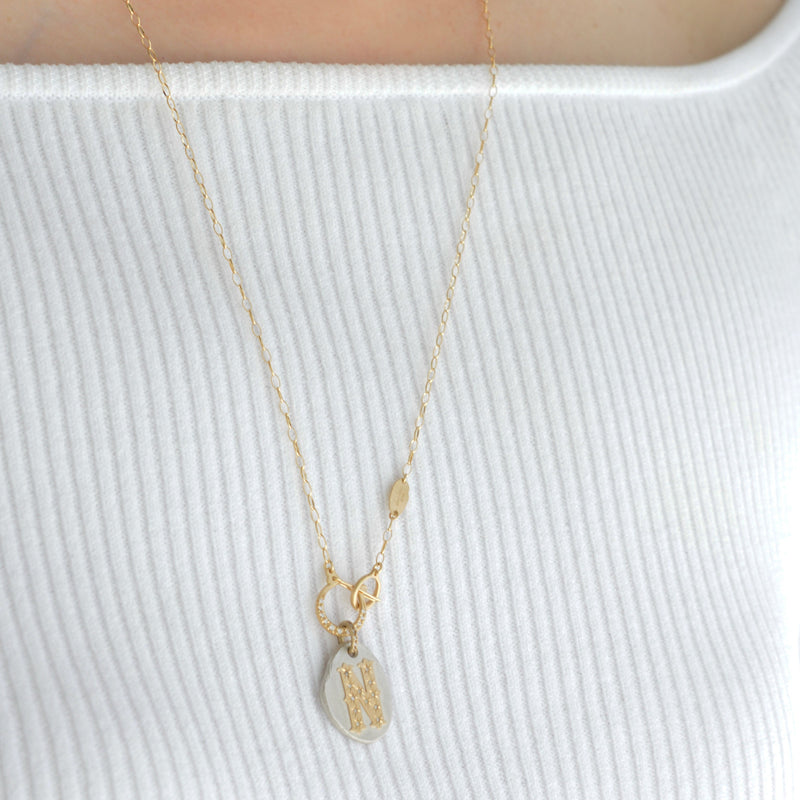 hung diamond clasp chain necklace 0B42S