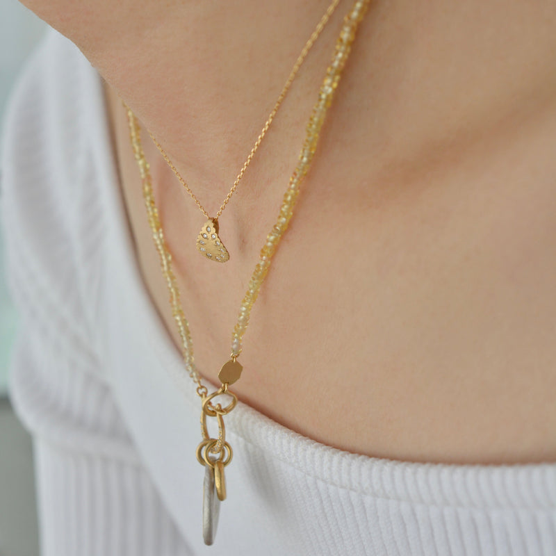 hung diamond clasp yellow sapphire necklace