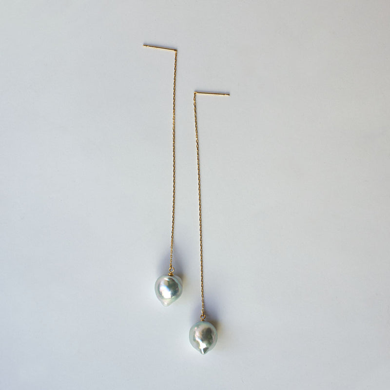 baroque akoya pearl chain earrings