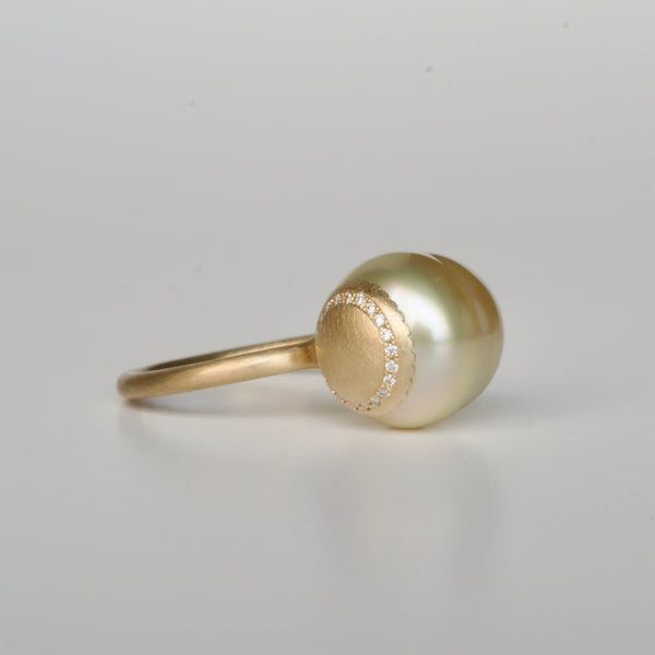 collet south sea pearl diamond ring
