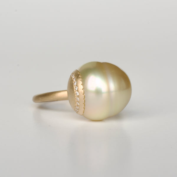collet south sea pearl diamond ring