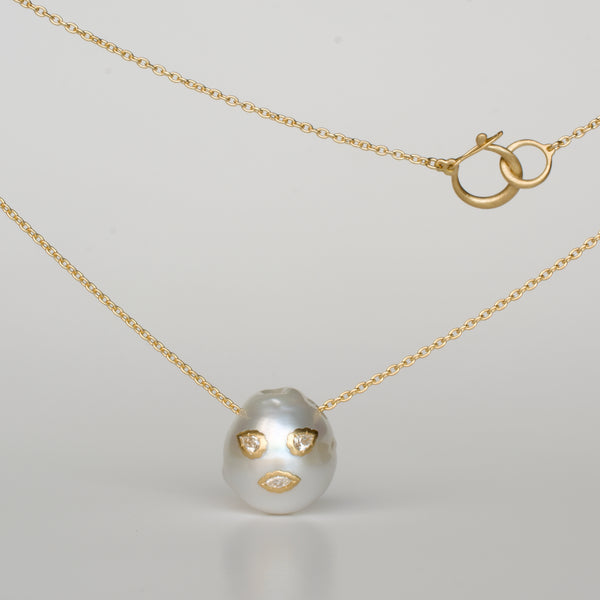 face south sea pearl diamond necklace