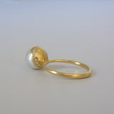 collet akoya pearl ring