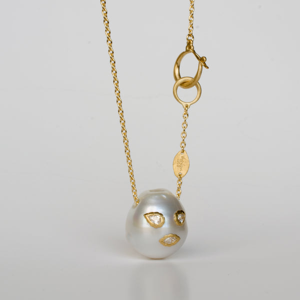 face south sea pearl diamond necklace