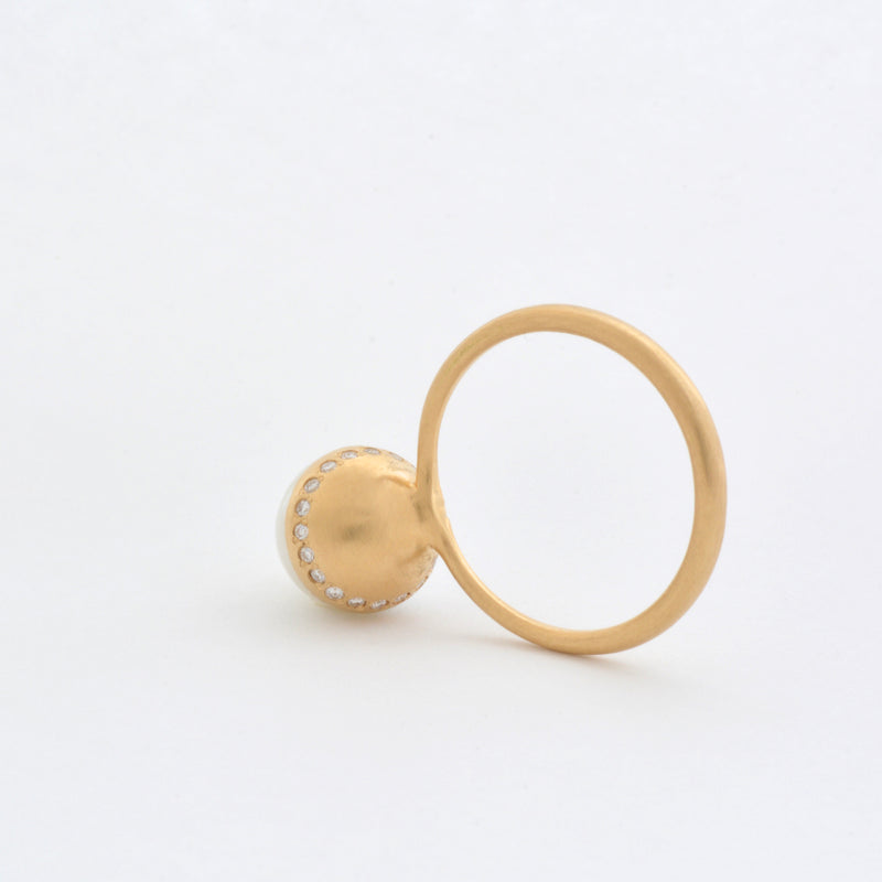 collet akoya pearl ring