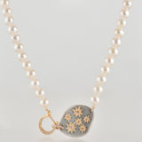 hung diamond clasp fresh water pearl necklace