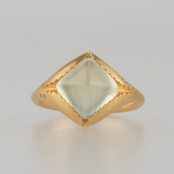 platy prehnite diamond ring