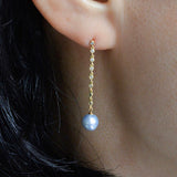 diamond akoya pearl chain earrings DE02-DP-B