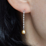 diamond south sea pearl chain earrings DE02-DP-G-PT