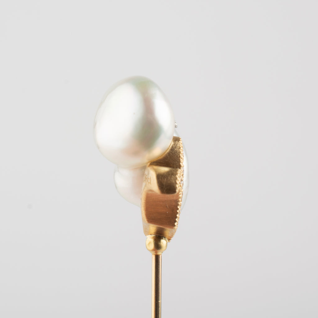 coronet south sea pearl diamond pin broach – shinkai jewelry