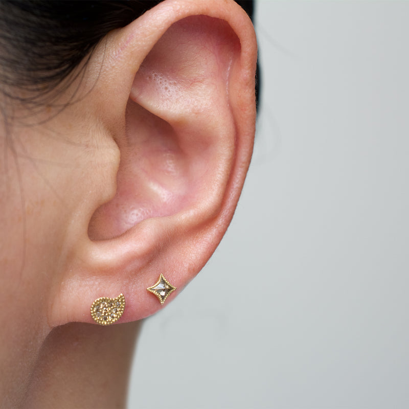 pichon brown diamond pierced earrings