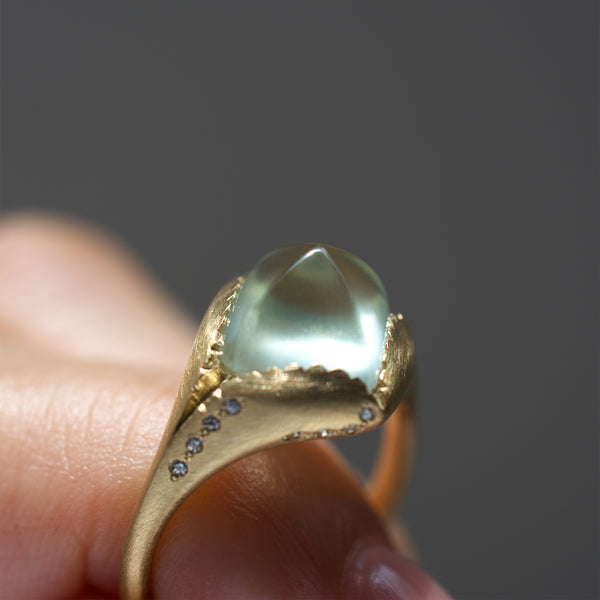 platy prehnite diamond ring