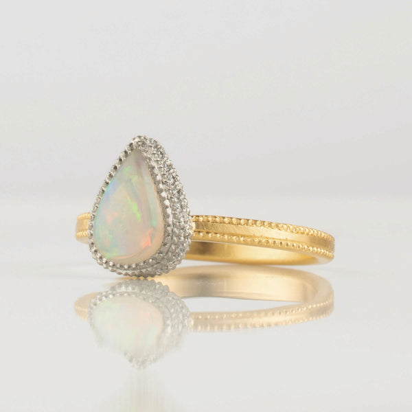 mille white opal diamond ring