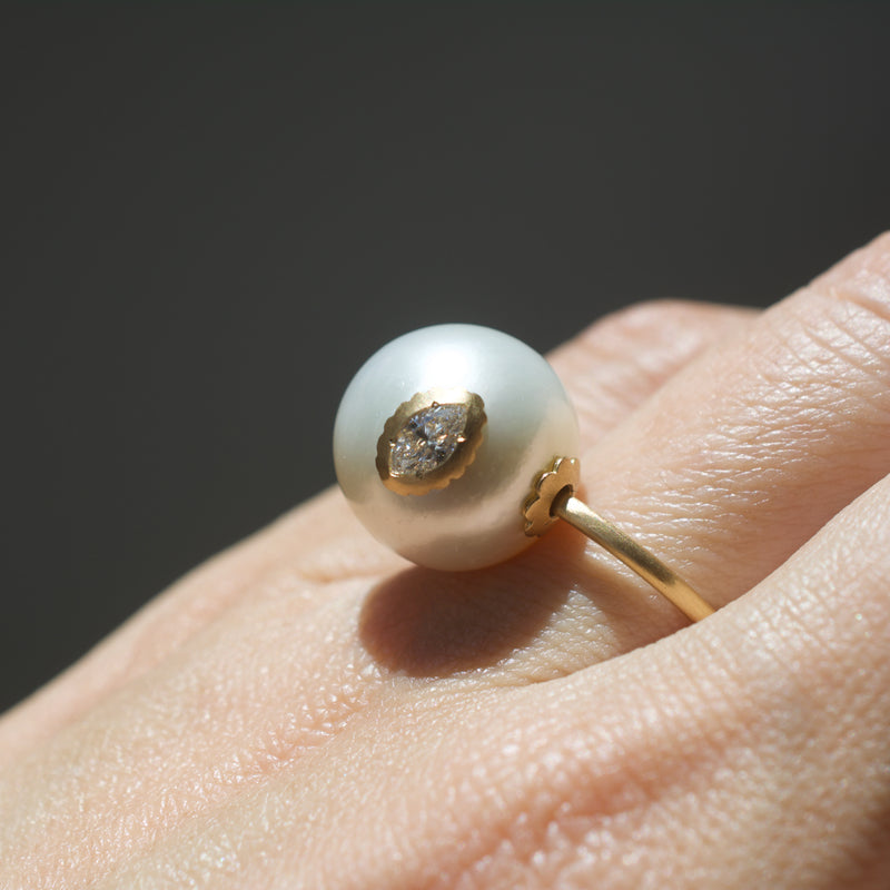 planetary south sea pearl diamond ring