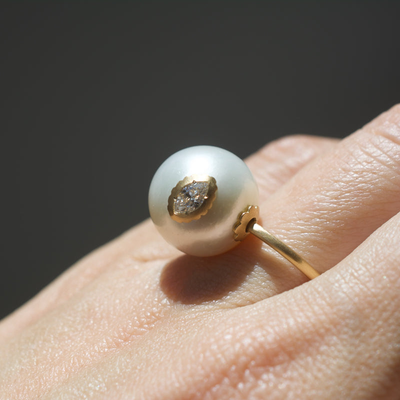 planetary south sea pearl diamond ring