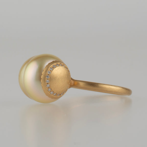 collet south sea pearl diamond ring