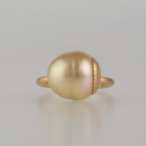 collet south sea pearl diamond ring