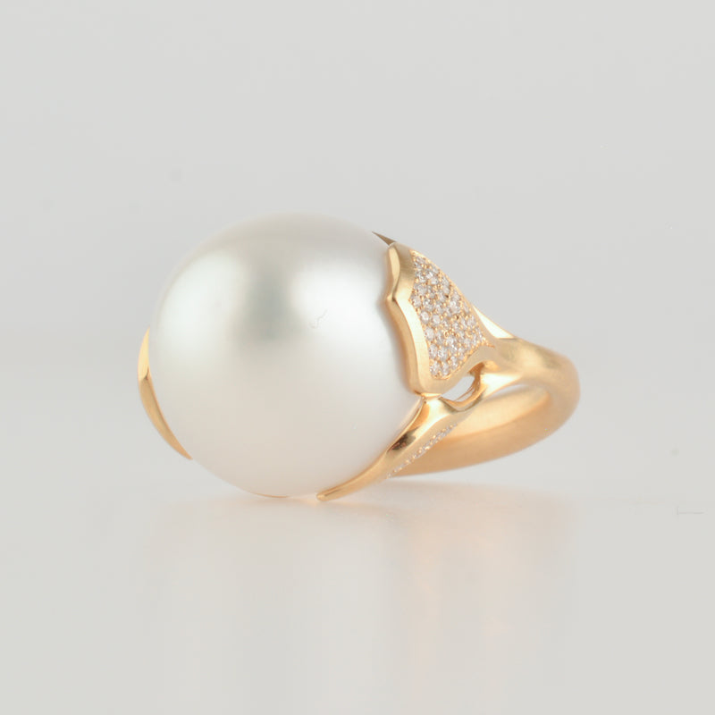 platy south sea pearl diamond ring R2505-003