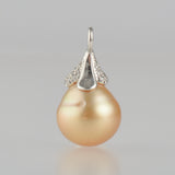 pave south sea pearl diamond pendant top T2601-004